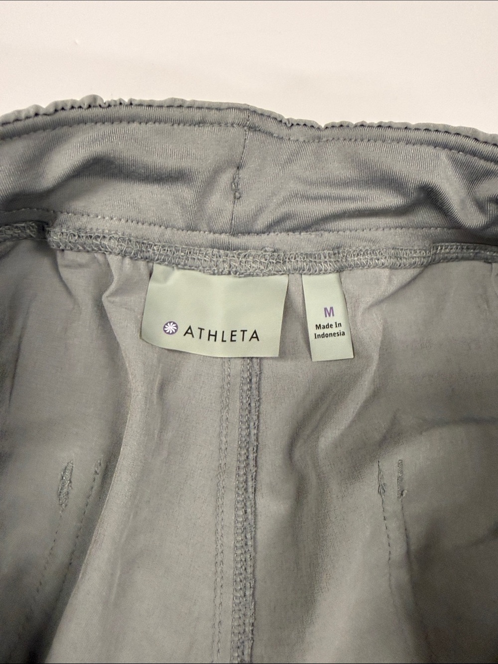 Athleta Olive Gray Drawstring Athletic Shorts - Picture 2 of 2